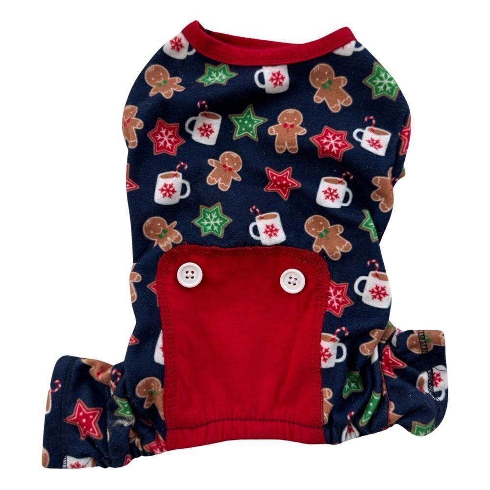 Pup Crew Gingerbread & Hot Cocoa Print Knit Pet Pajamas XS NWOT